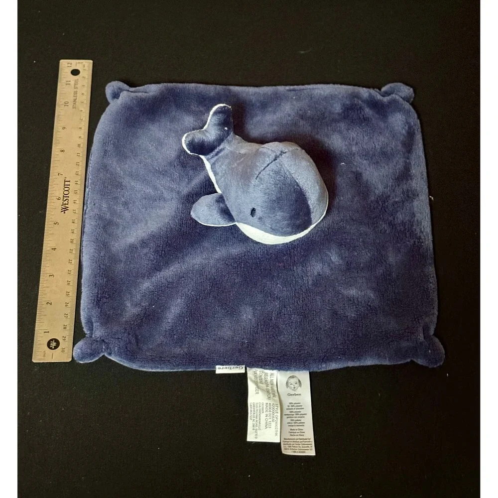 Gerber Baby Whale Security Blanket Navy Blue White Plush Lovey OP249027HK